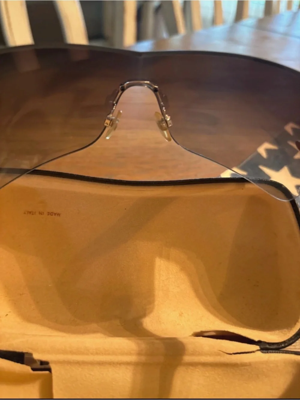 CHANEL White Quilted Temple Shield Sunglasses with Brown Gradient Lenses
